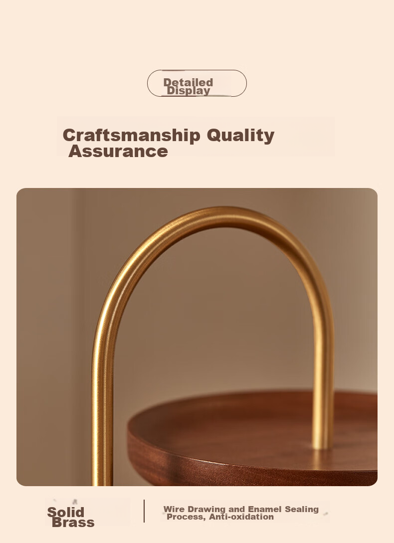 Chuxin Solid Wood Double-Layer Multifunctional Storage Rack, Brass Bracket, Walnut Key Rack, Dressing Table, Living Room Entrance Decoratio 12