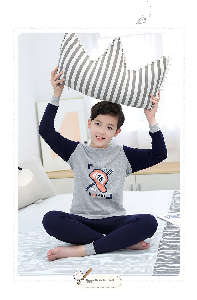 Hengyuanxiang Children's Underwear Set, Boys' Pure Cotton Turtleneck Autumn Top And Pants, Kids' Base Layer Cotton And Wool Set, Little Prince 150 18