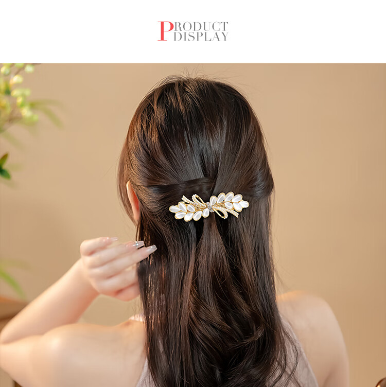 CHIMERA [Suisui Ping'an] Hair Clip, Spring Barrette, Back of Head Accessory, High-End Hairpin, Straight Clip, Mid-Autumn Festival Gift 4