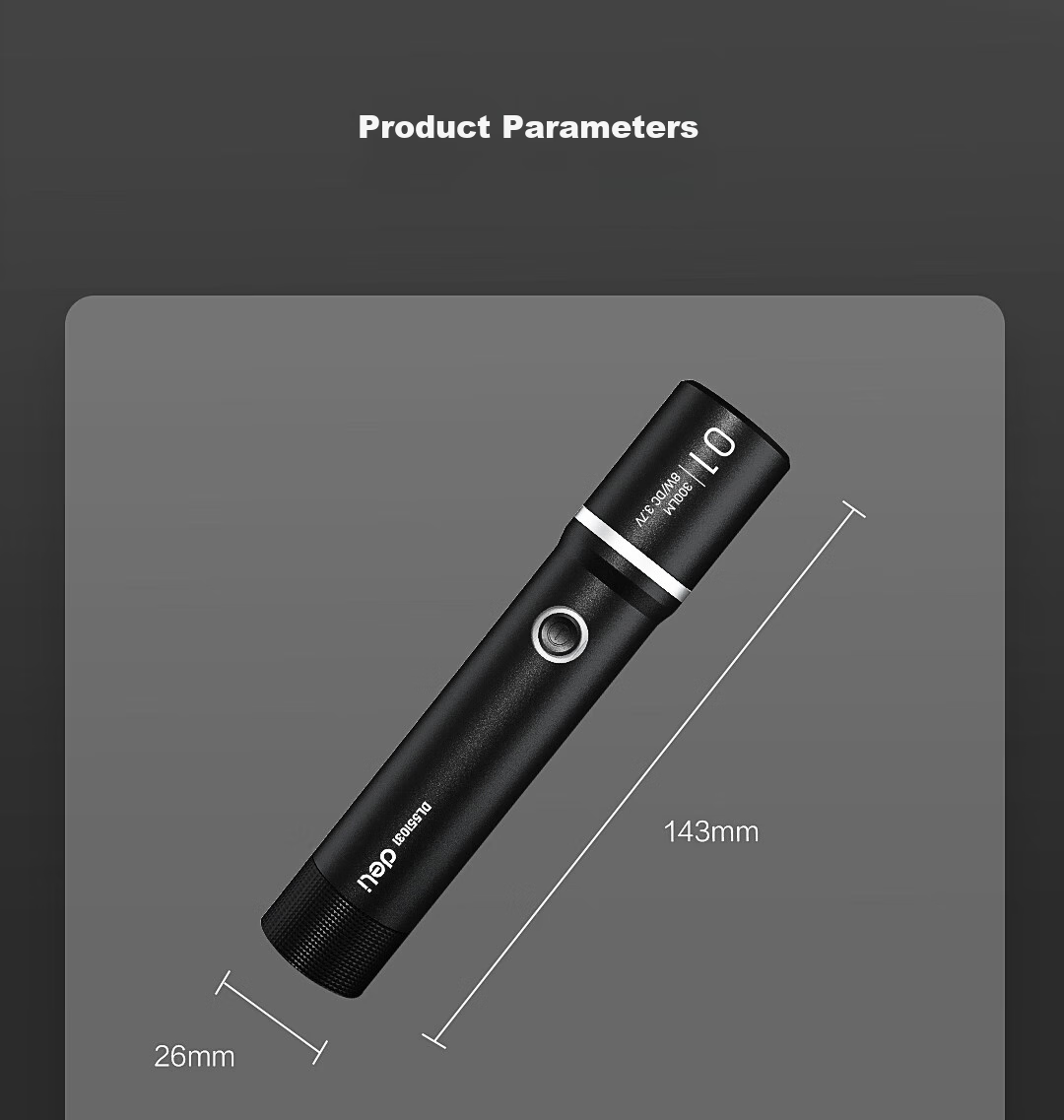 Deli Compact Flashlight, High Brightness, Outdoor Cycling, Camping, Long-Range, Long Battery Life, Wilderness Survival Light 23