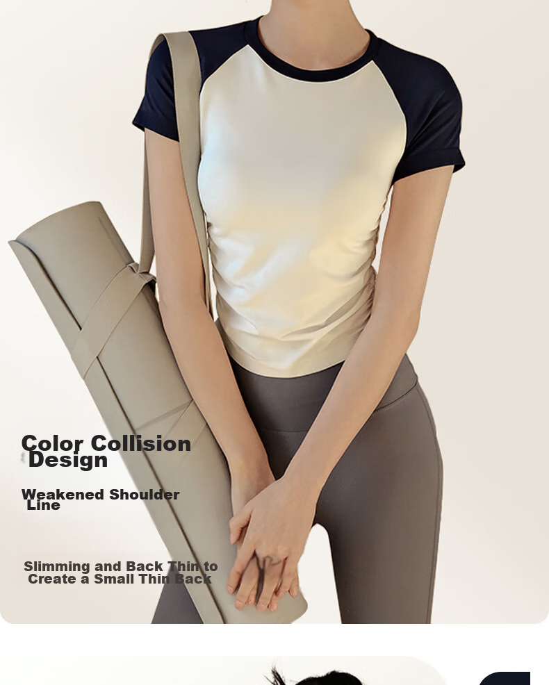 XUEXIMAN Yoga Wear for Women, Summer Sports Short-Sleeve T-Shirt, Pilates Top, Running And Cycling Quick-Dry Fitness Clothing 8