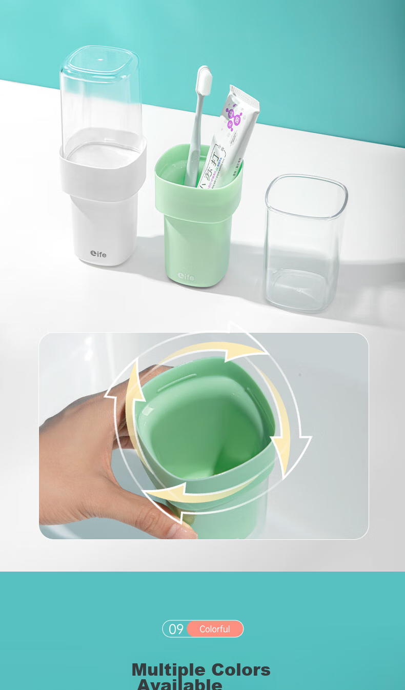Briars Toothbrush Cup Travel Portable Home Use Toothbrush Cup Mouthwash Cup Set with Detachable 2 Cups, Cherry Blossom Pink 9