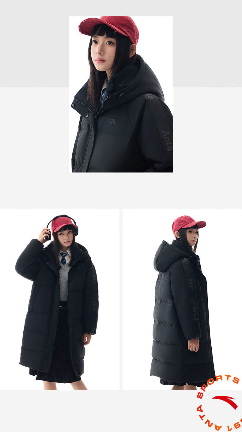 ANTA Bread Down Jacket | Water-Repellent Mid-Length Hooded Cotton Coat 2025 Winter Women's Thickened Warm Fashion Jacket 21