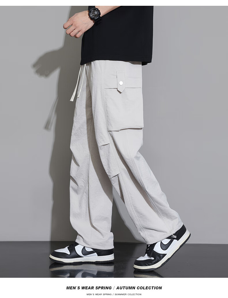 Dingfengbaoluo Casual Pants for Men, Summer Heavyweight Trendy Brand, Loose-Fitting Joggers, Fashionable Versatile Athletic Sweatpants, K602 Black 2XL 9