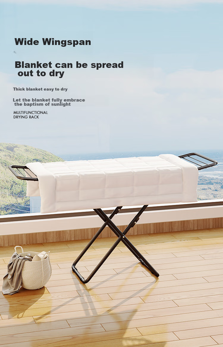 QIAONAMEI Foldable Clothes Drying Rack, No Installation Required, Balcony Quilt Drying Stand, Clothes Hanger, Model 4262 7