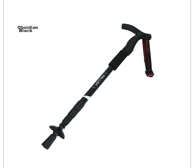 Pelliot Outdoor Hiking Pole, Extendable T-Handle Trekking Stick, Climbing Cane, Aluminum Alloy Walking Pole, 165036009, China Red 18