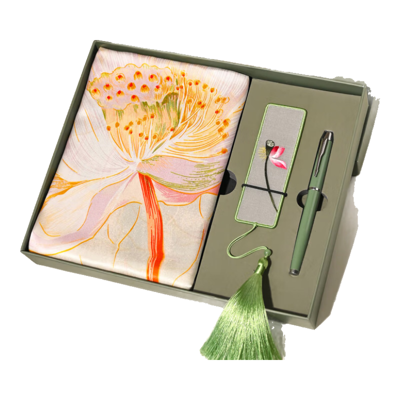 Hangsilu Silk Scarf, Women's Suzhou Embroidery Bookmark Pen Set, Mulberry Silk Shawl, Birthday Gift for Mom, High-End Practical Mid-Autumn Festival Present