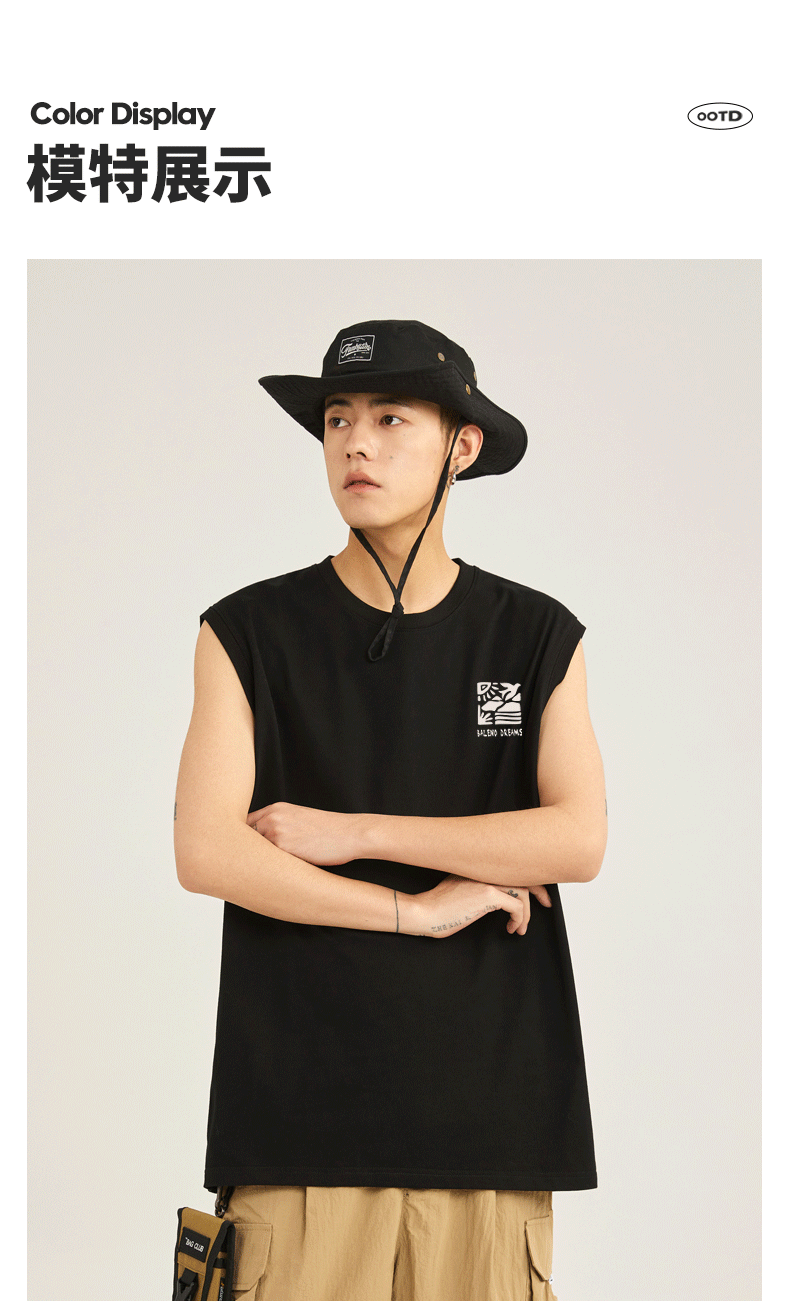 Baleno Cotton Tank Top for Men, Summer Breathable Basic Style, Sports Fitness Sweat-Absorbing Basketball Loose Versatile Casual Vest Undershirt 4