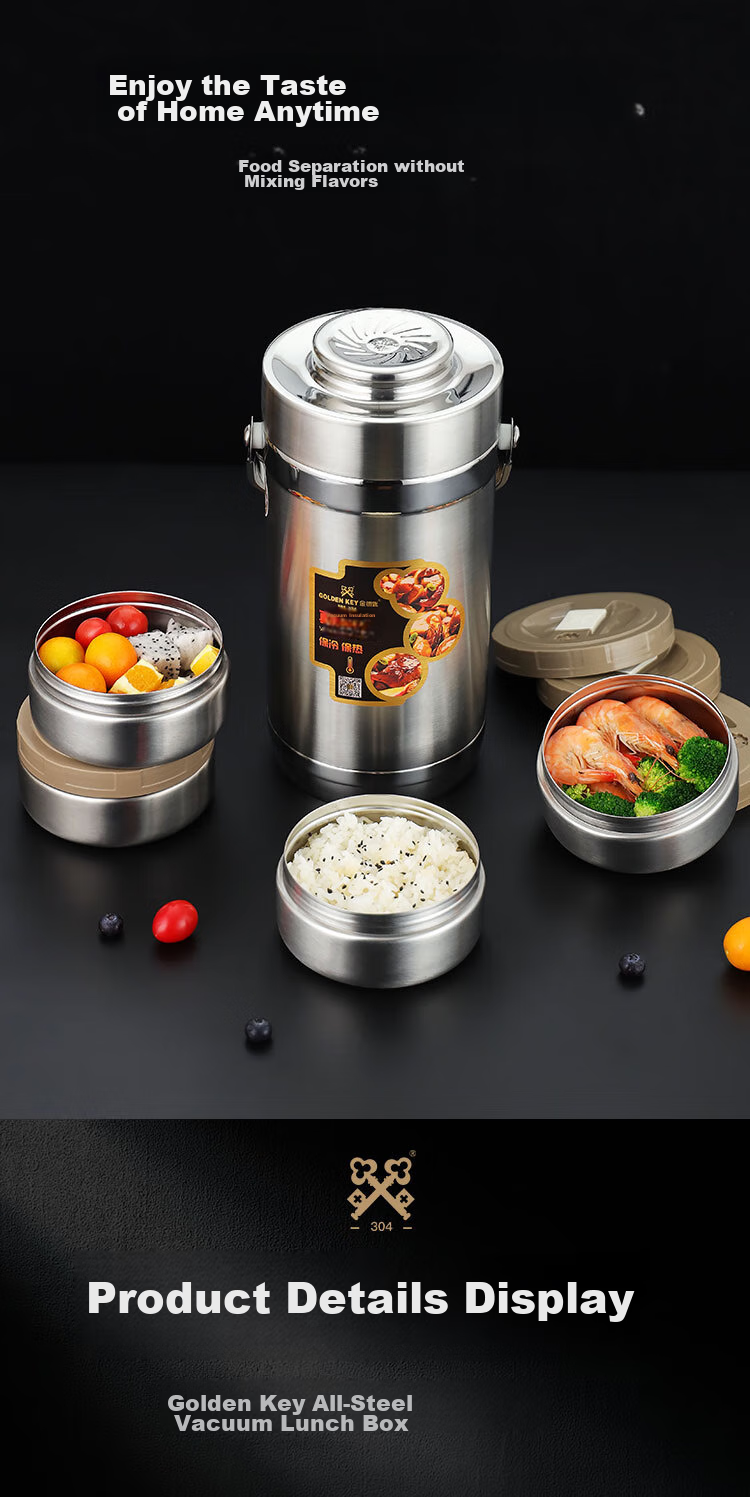 Jinyaoshi 304 Stainless Steel Vacuum Insulated Lunch Box, Classic 2.6L Capacity, All-Steel Design, Thermal Food Container, GK-JBD2600T 11