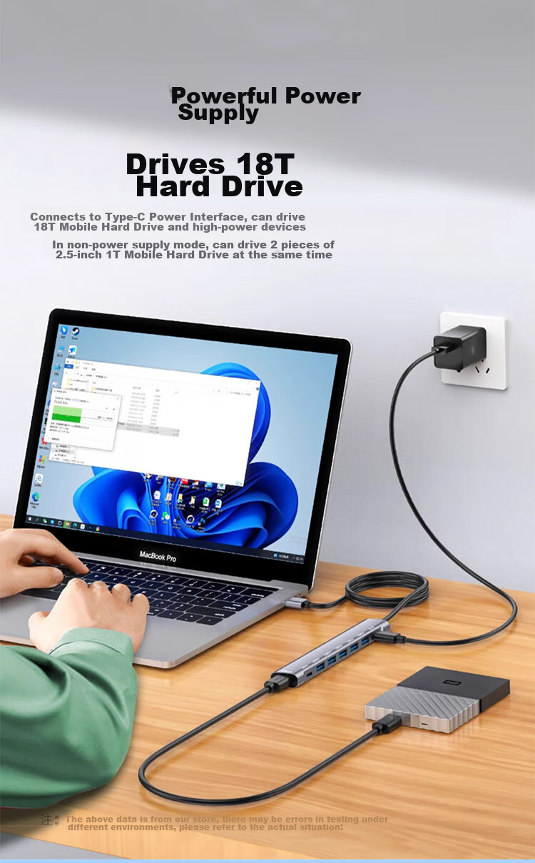 Youlianxing USB Hub Extender, 8 Ports, 1 Meter, USB 3.0 Expansion HUB, One-To Adapter, Suitable for Huawei, Lenovo Desktop Computers, Laptops, Mouse, Keyboard, Hard Drive 7