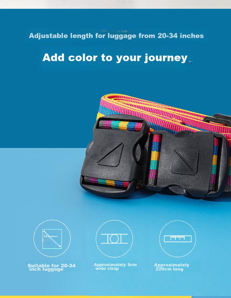 TRAVEL BLUE Cross Travel Suitcase Packing Strap, Fixed Check-In Luggage Binding Strap, Protective Tightening Reinforcement, Cyan And Green Mixed Color 3