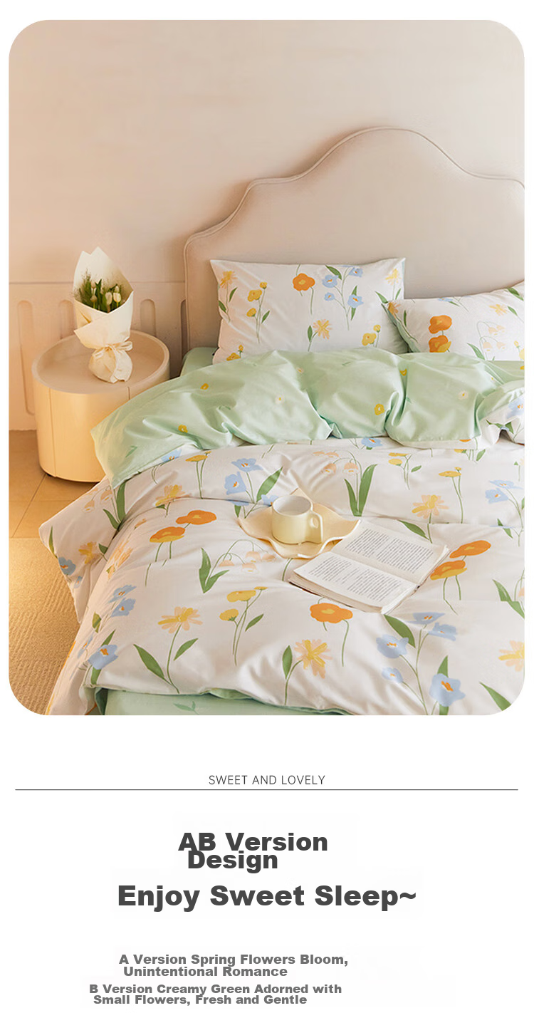 Dohia Pure Cotton Duvet Cover, Single Piece, Fresh Floral Print All-Cotton Bedding, for 1.8-Meter Bed, 229*230cm 8