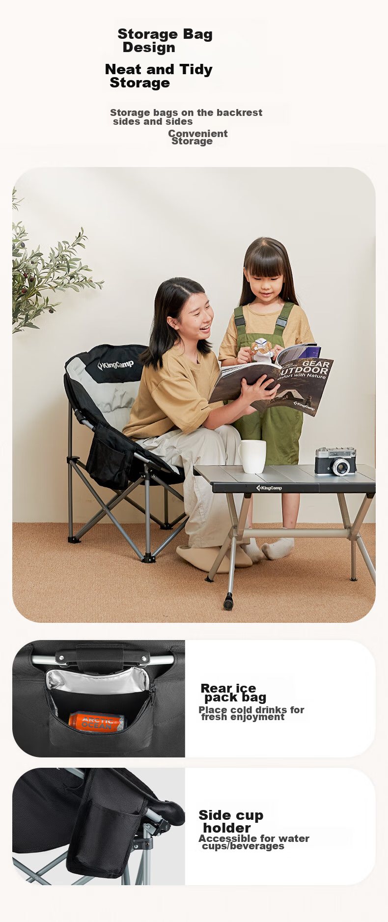 KingCamp Folding Chair, Outdoor Chair, Balcony Leisure Chair, Portable Fishing Beach Chair, Sofa Chair, Extra Large And Thick KC3989 11
