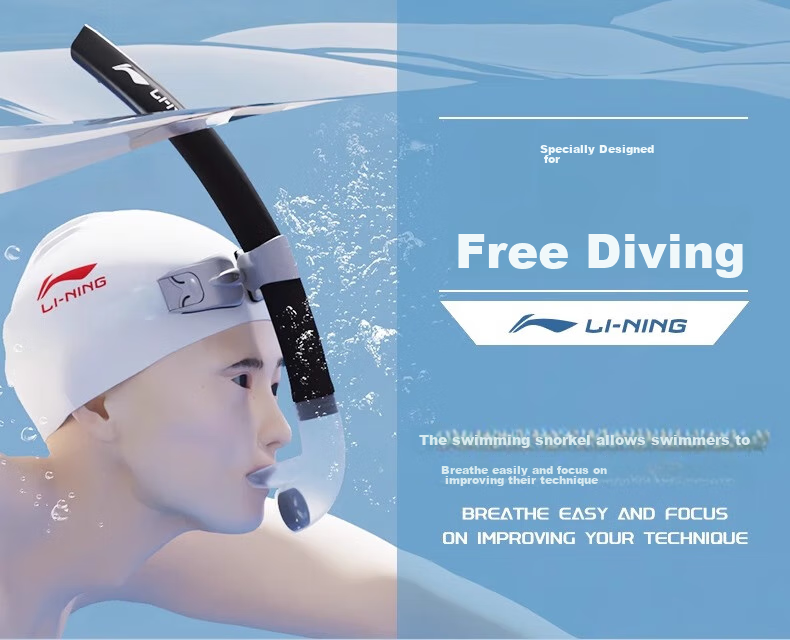 Li-Ning Swimming Breath Tube, Professional Training Equipment for Snorkeling, Adults And Children, Underwater Freestyle Breathing Aid, Black 3