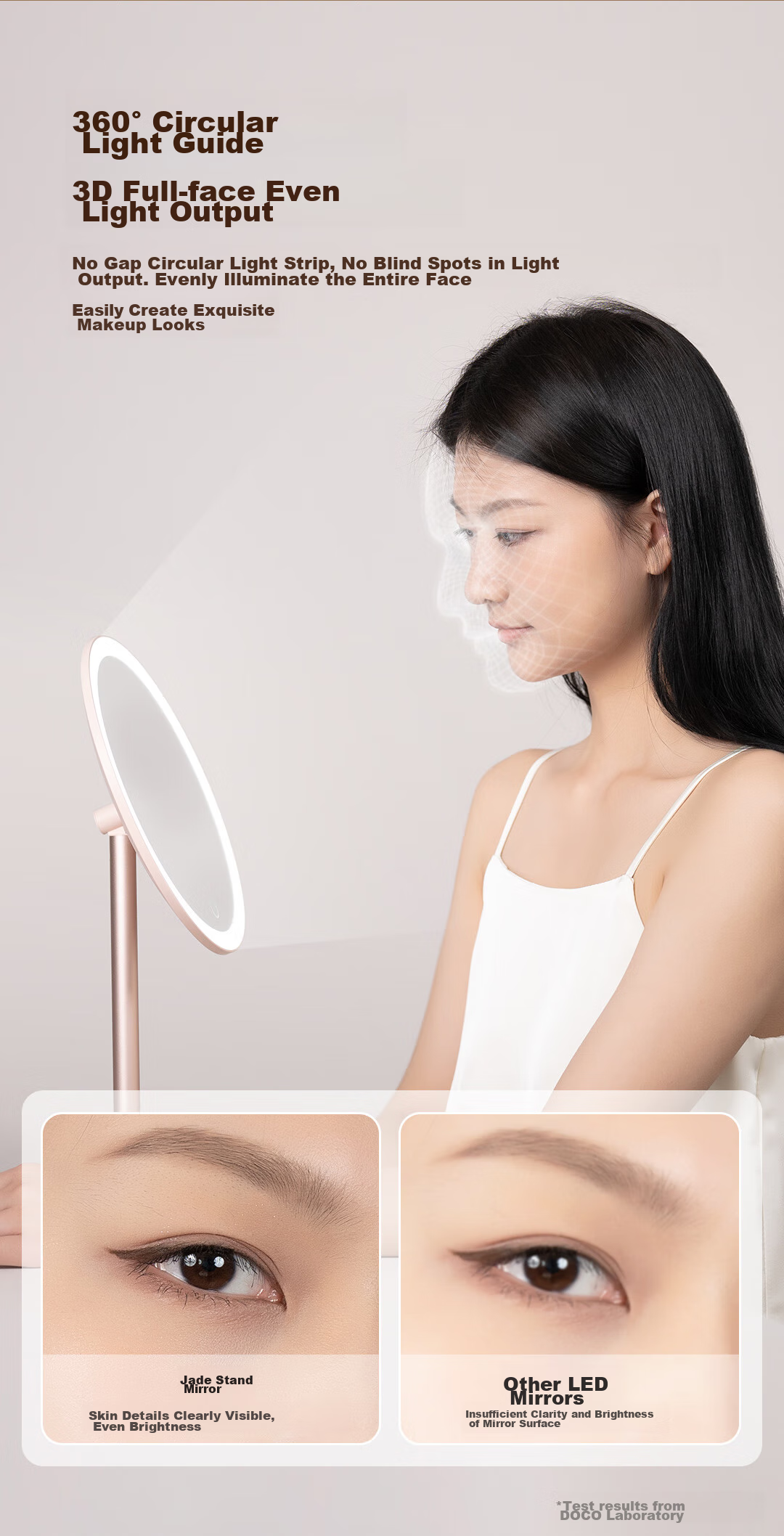 DOCO LAB Mirror Makeup Mirror with Light, Desktop LED Vanity Smart Fill Light Beauty Mirror, Birthday And Holiday Gift for Girlfriend 15