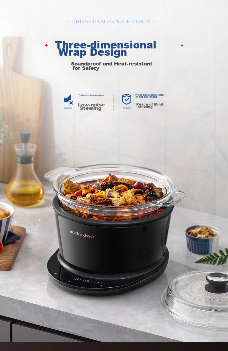 Morphyrichards Multi-Functional Electric Stew Pot, Home Use for Cooking Medicinal Food, 3.5L Soup Pot, Health Pot with Timer Function, Electric Cooking Pot for Stewing Soup, Porridge Cooker, Baby Food Processor, MR9082 3