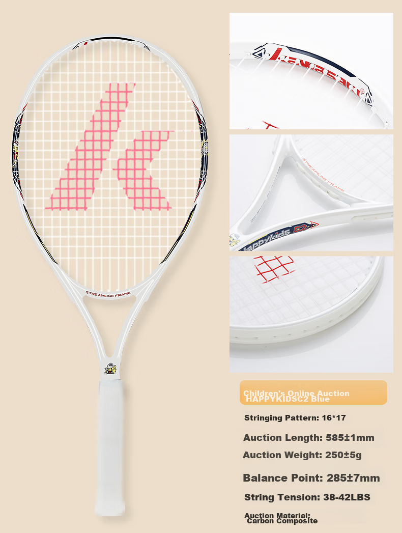 KAWASAKI Children's Tennis Racket, Youth Beginner Carbon Fiber Tennis Racket, Single Racket C3 (Pre-Strung), Blue, for Ages 5-7, 21 Inches 11