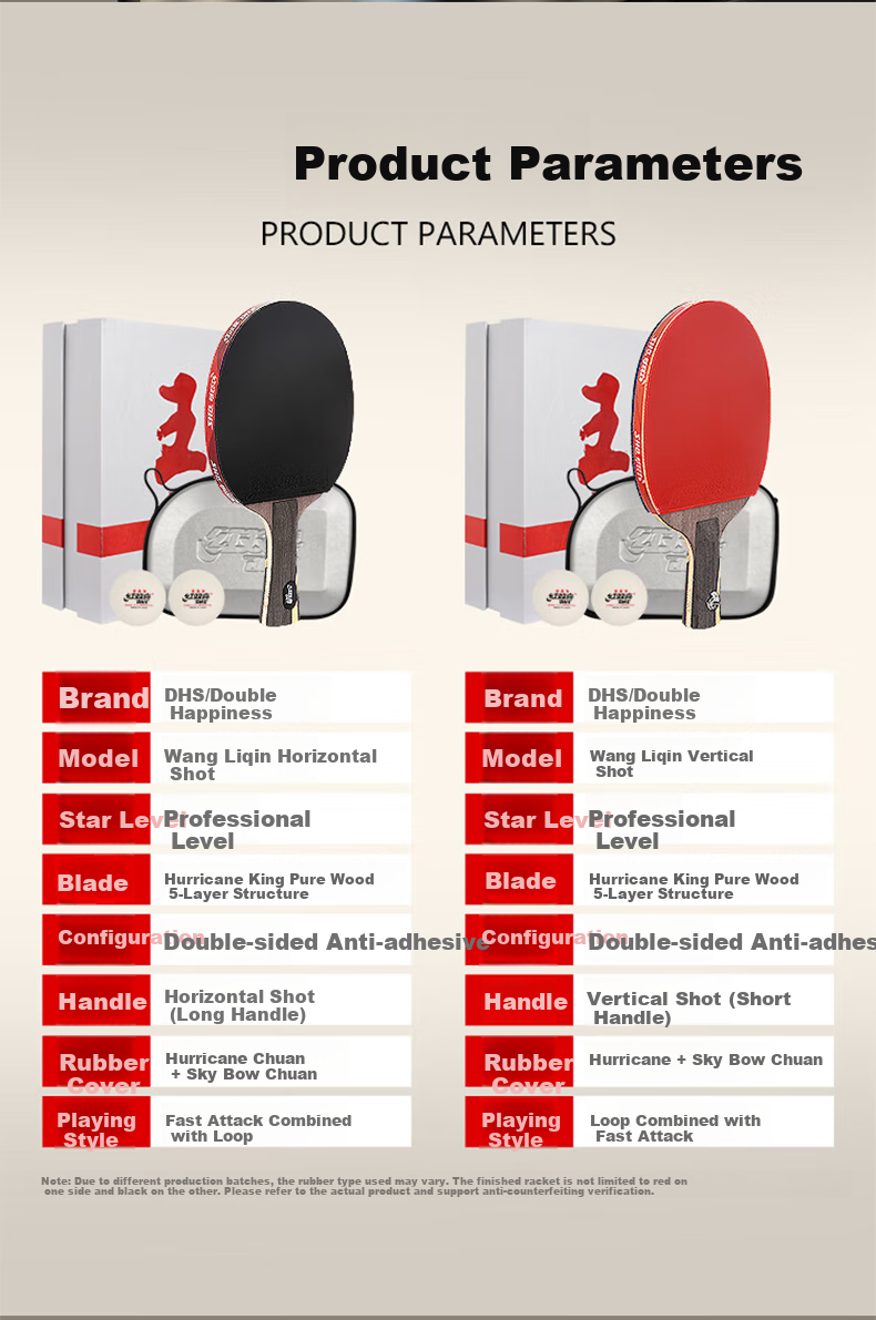 DHS Table Tennis Racket Wang Liqin Gift Box Professional Wang (Penhold Grip), Includes Racket Case, WANG-L 2