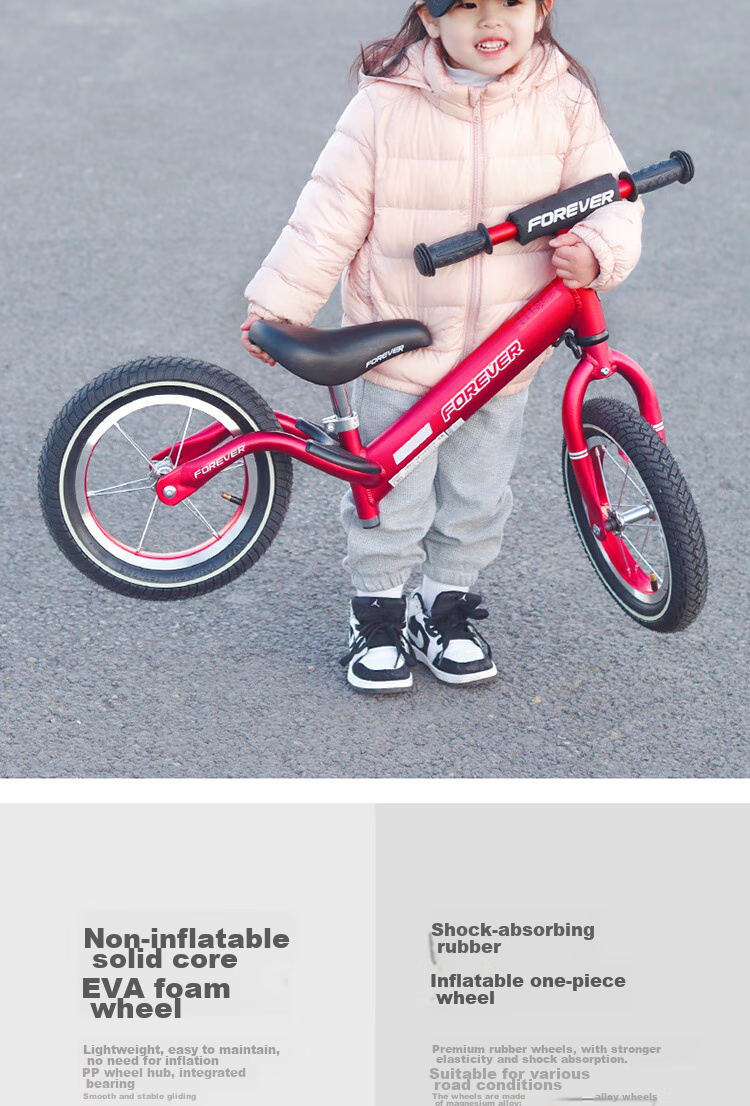 FOREVER Children's Balance Bike, Kids' Scooter for Ages 2-6, Gliding Bicycle, Two-Wheel No-Pedal Bike, Wine Red Color 15