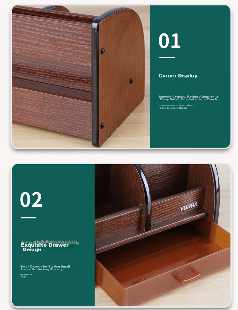 UBTECH Wooden Pen Holder Desktop Storage Box Office Desk Organizer Rack Desktop Drawer Storage 6021A 6