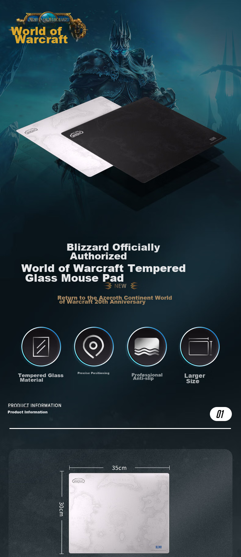 BLIZZARD Official World of Warcraft (WOW) Merchandise Gaming E-Sports Office Oversized Desktop Mouse Pad - Yili Dan Style Mouse Pad 1