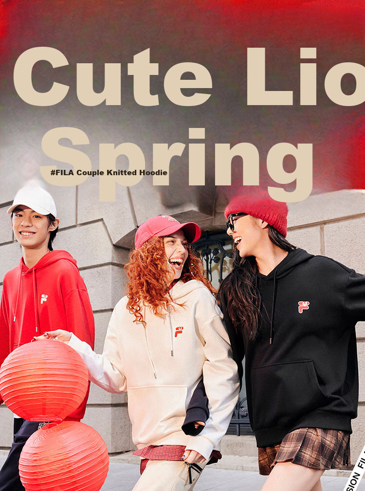 FILA FUSION Couple's Hooded Sweatshirt, Spring Fashion Pure Cotton Knitted Top 1