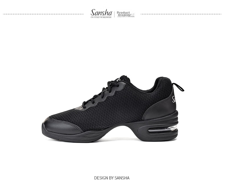 Sansha Women's Soft-Soled Mesh Dance Shoes for Modern Dance, Square Dancing And Jazz, Breathable H26M Black Size 38 8