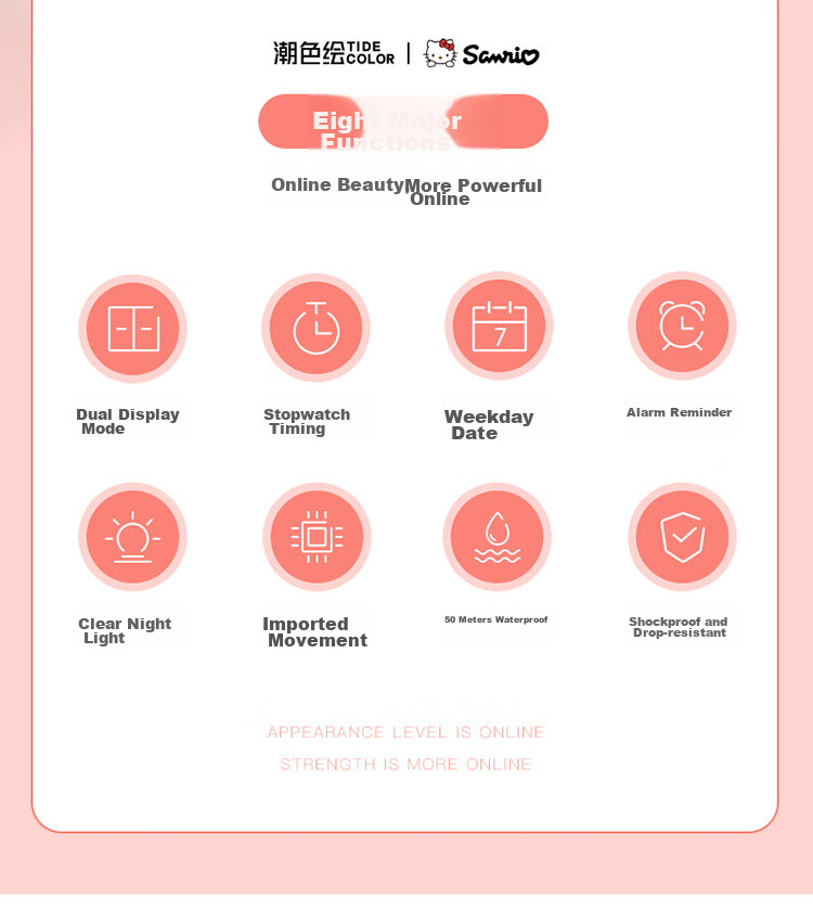 Hello Kitty Student Watch for Female Middle And High School Students, Dual Display Sports Digital Watch with Waterproof Luminous Function, Children's Watch Sanrio 5