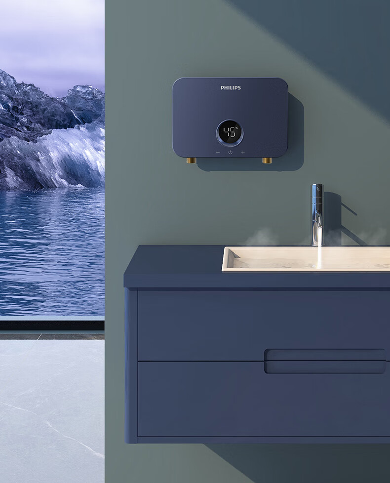 PHILIPS Instant Mini Kitchen Treasure Electric Water Heater MINI Blue, 5500W Stepless Frequency Conversion, Instant Heating, Smart Constant Temperature, Household Kitchen Hot Water Treasure, Subsidy 15%, AWH1053 4