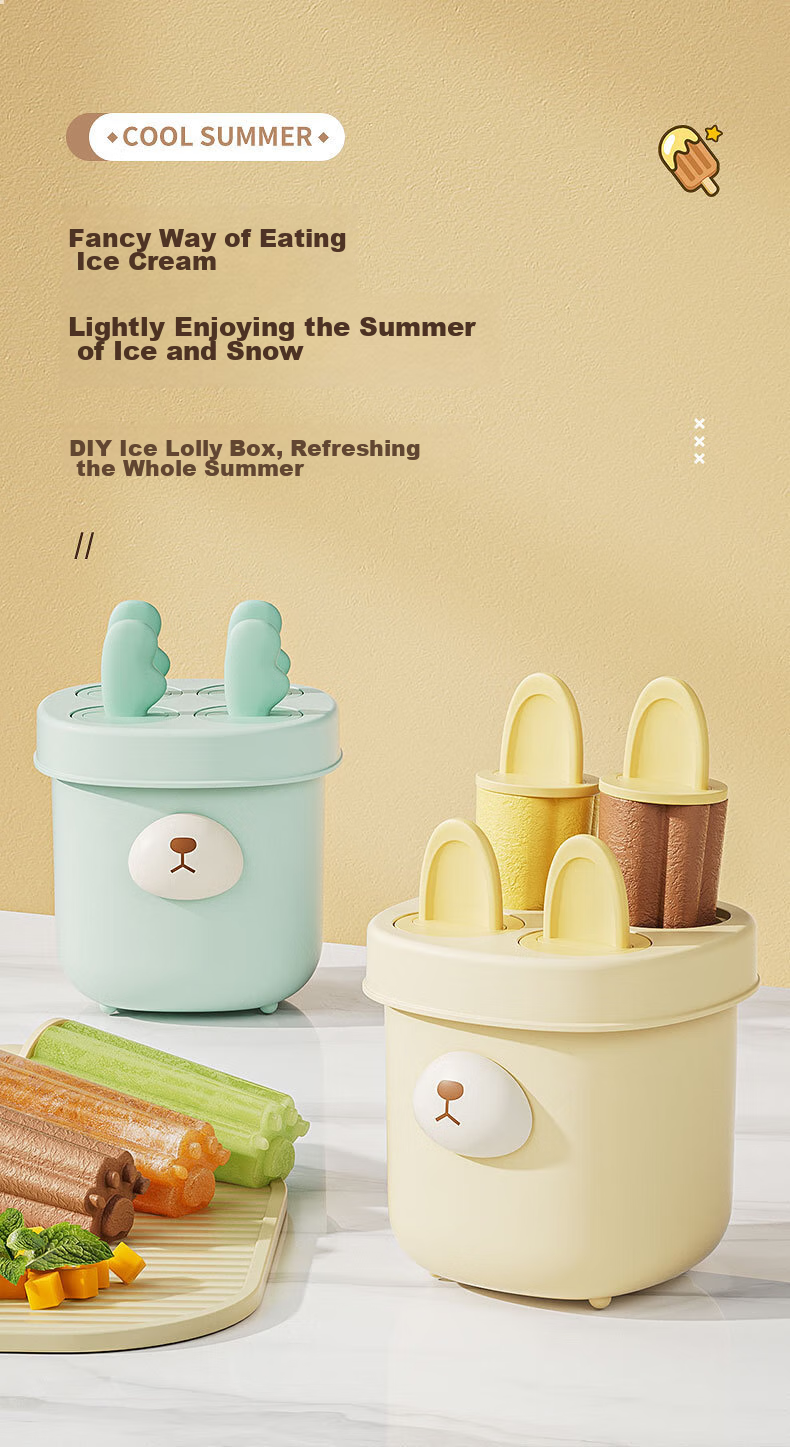 Canjiangjun Homemade Ice Cream Mold for Home Use, Ice Pop And Popsicle Mold, Creative Cartoon DIY Ice Cube Mold, Set of 2 1