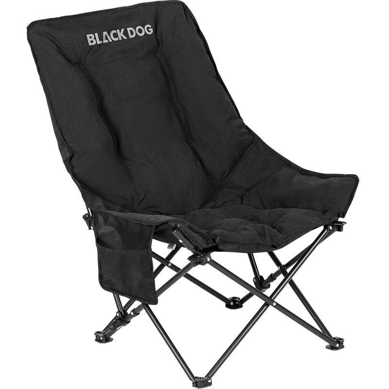 Black Dog Outdoor Folding Nap Companion Bed Folding Chair Padded Moon Chair High Back Sofa Chair Recliner Lazy Chair