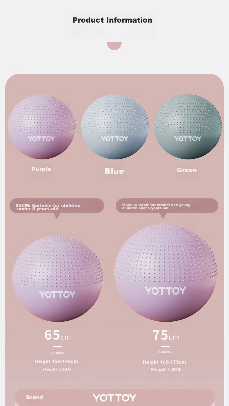 Yottoy Yoga Ball with Spikes, Thickened Anti-Burst Large Dragon Ball, Children's Sensory Integration Training Ball, Baby Massage Ball - 75cm 12