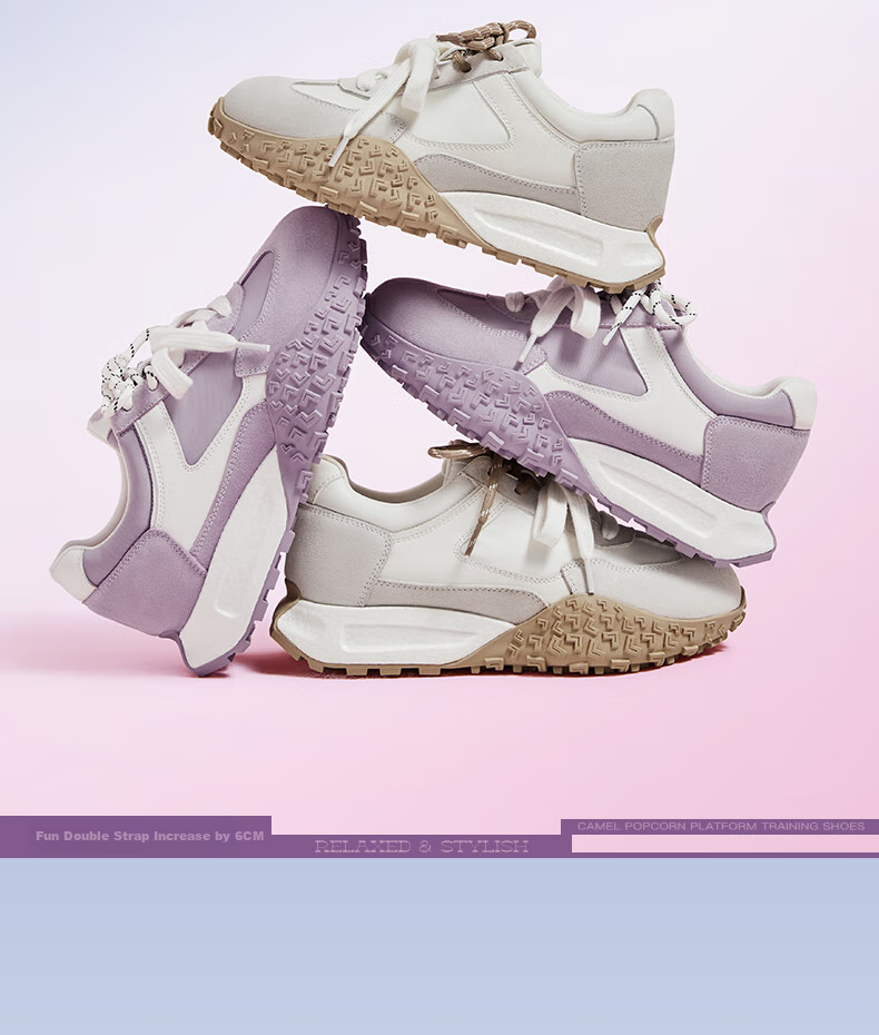 CAMEL Women's Yanyang Shoes with Light Soft Casual Sneakers L25A255136 Purple/beige 36 6