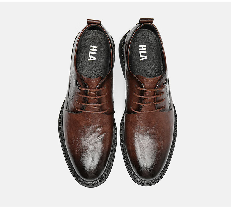 HLA Men's Leather Shoes, Trendy Business Formal Wear, Height-Increasing Derby Shoes HAAPXM4DAO286, Black Heightening, Size 38 25