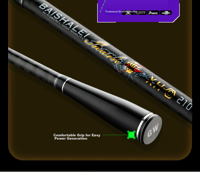 GW 2.28m White Shark Right-Handed Baitcasting Reel Lure Rod Set XH Extra Hard Power Black Bass Fishing Rod 6