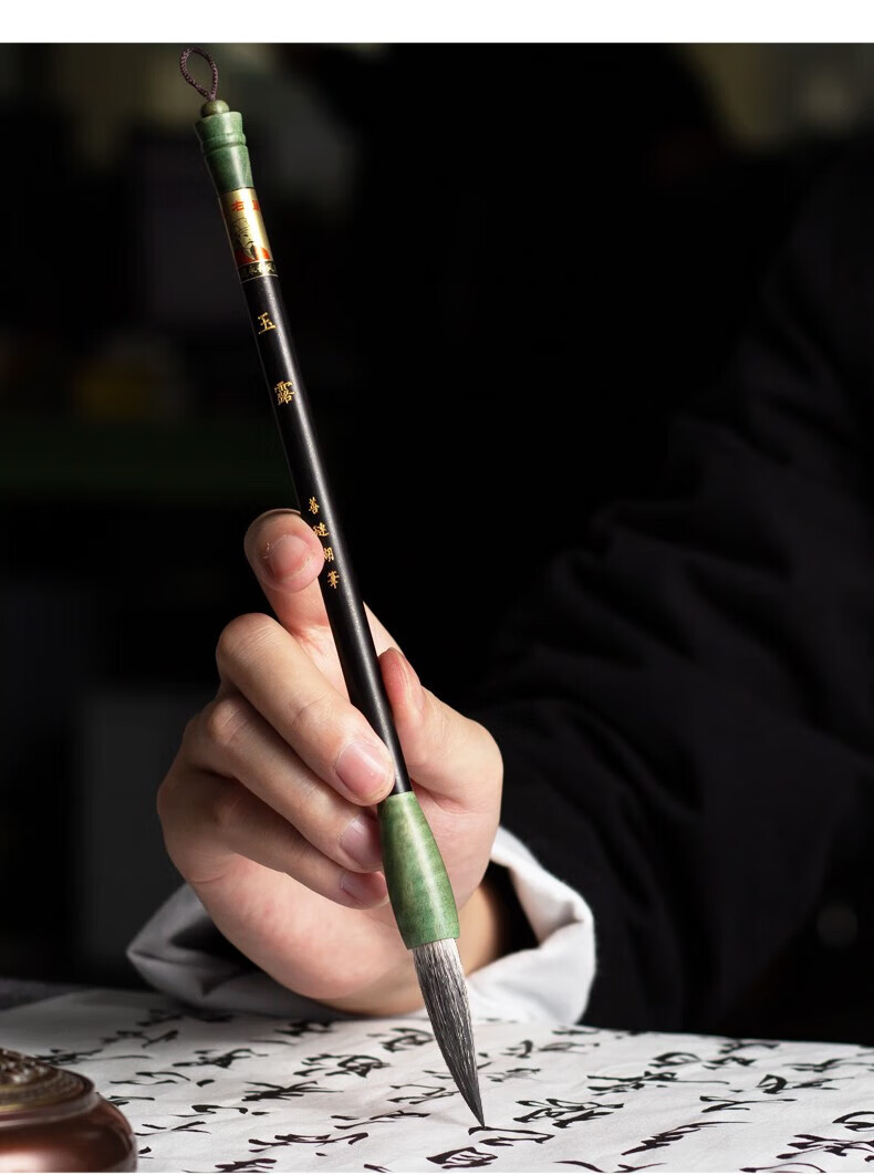 Huying Calligraphy Brush with Mixed Hair, Professional-Grade Chinese Calligraphy Brush, Four Treasures of The Study, Shanzhanhu Brush, Soft Brush for Calligraphy, Specialized Brush for Regular Script, Jade Dew 8
