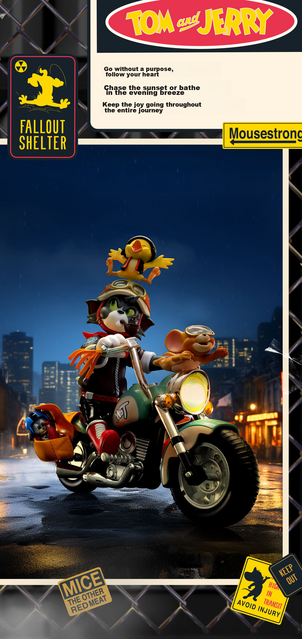 52TOYS TOM & JERRY Retro Motorcycle Action Figure, Trendy Anime Toy Decoration Gift 3