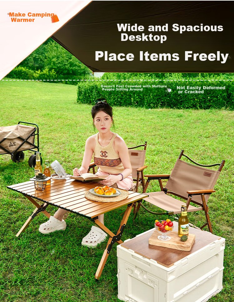 Suncojia Outdoor Portable Folding Table, Camping Egg Roll Table, Picnic Table And Chairs, Balcony Home Folding Table 2