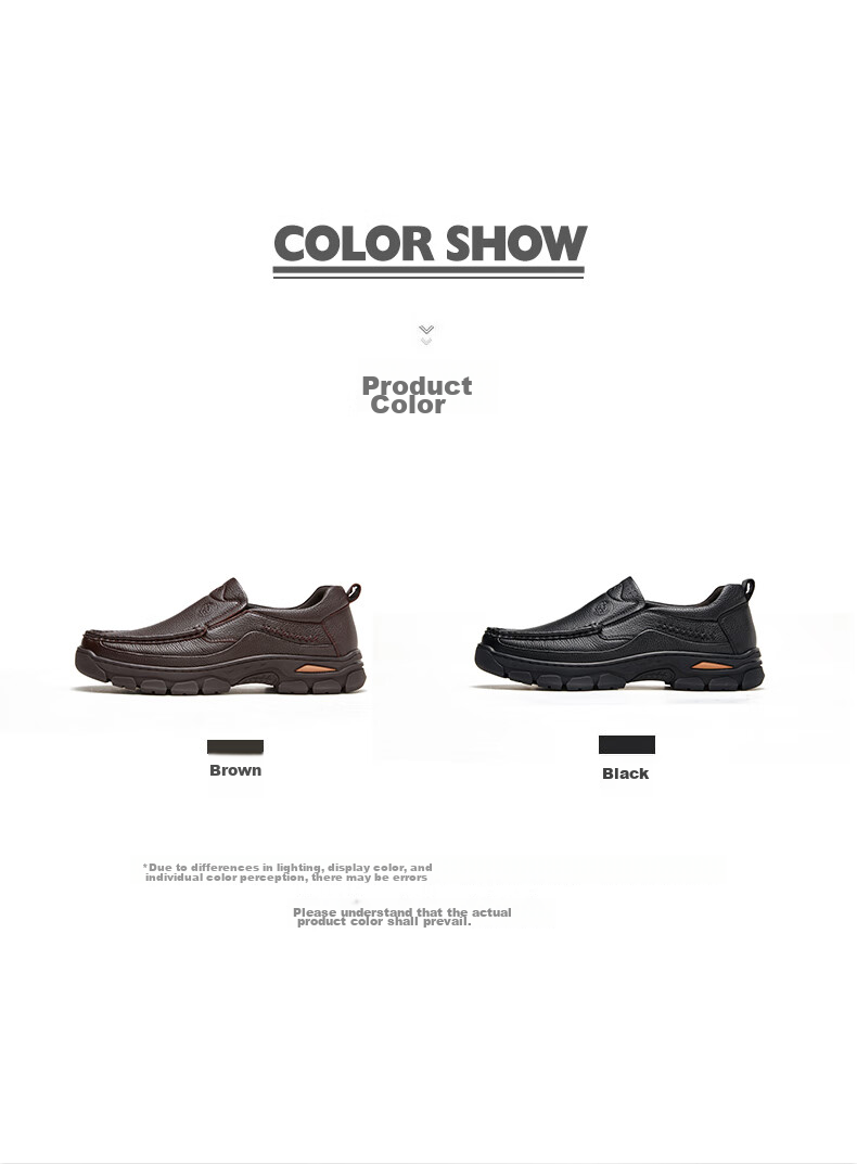 CAMEL Leather Shoes for Men, Soft Cowhide Business Casual Commuter Shoes, Comfortable Dad Shoes, P15A211016, Black, Size 42 2