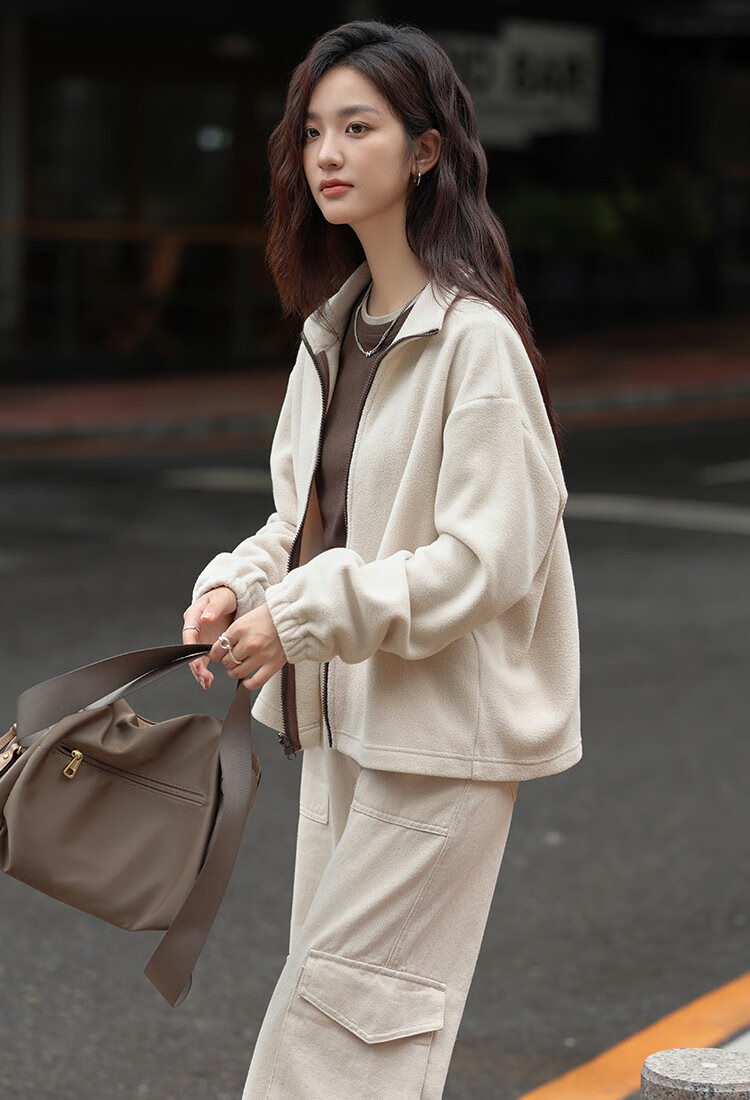 DME Workwear Two-Piece Set Winter Color-Block Detachable Fleece-Lined Jacket for Women 4