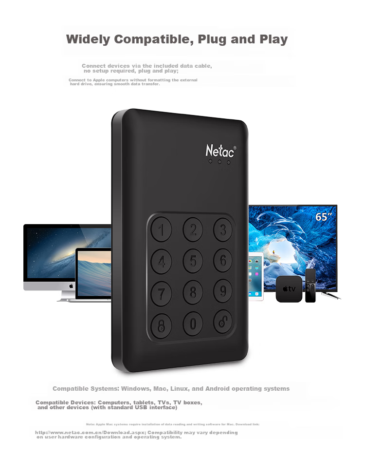 Netac 16TB 3.5-inch Enterprise Desktop External Hard Drive Type-C USB 3.1 High Capacity Metal Case Home Storage K393 9