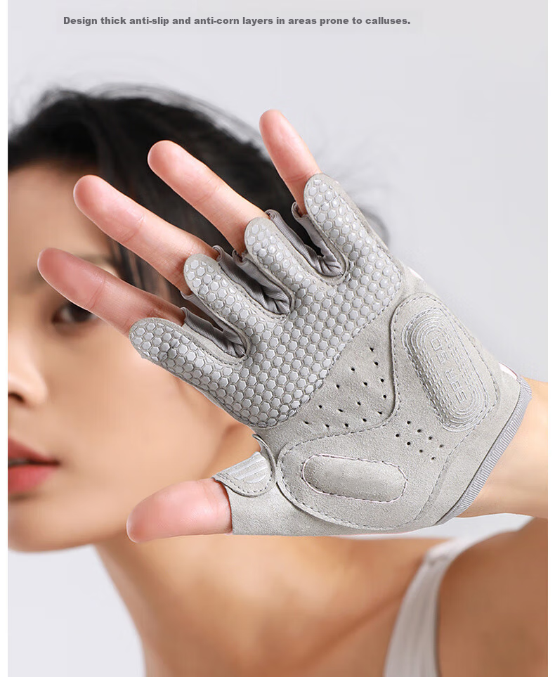 LAC Fitness Gloves for Women, Sports Barbell Dumbbell Cycling Half-Finger Breathable Palm Protection Silicone Non-Slip Quick-Release 7