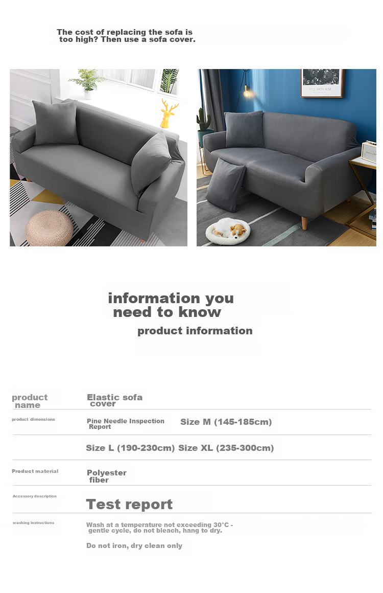 Quatrefoil Elastic Sofa Cover Slipcover Full Wrap Sofa Cushion Cover, Deep Space Gray, Suitable for Two-Seater 145-185cm 3