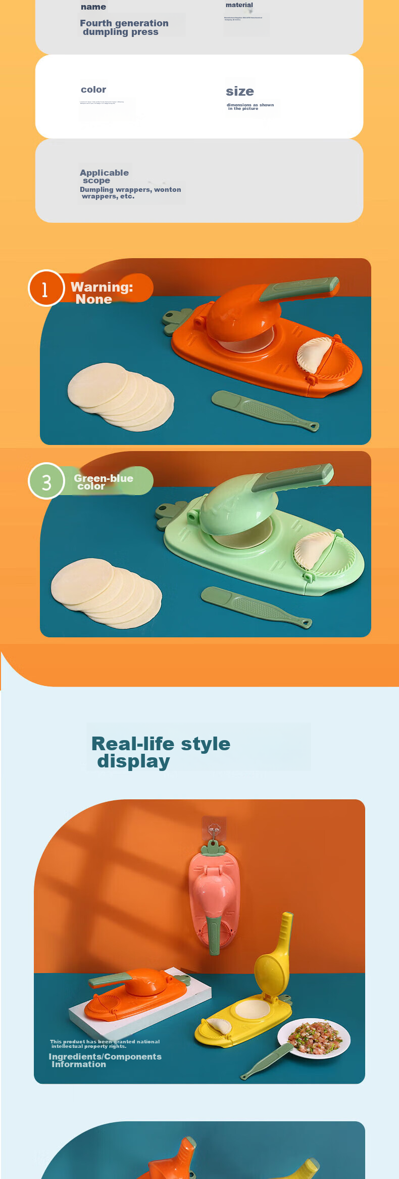 Dipuer Dumpling Maker, Home Use, Thickened 304 Stainless Steel, for Making Dumpling Wrappers, Handmade Dumpling Making Tool, Mold 11