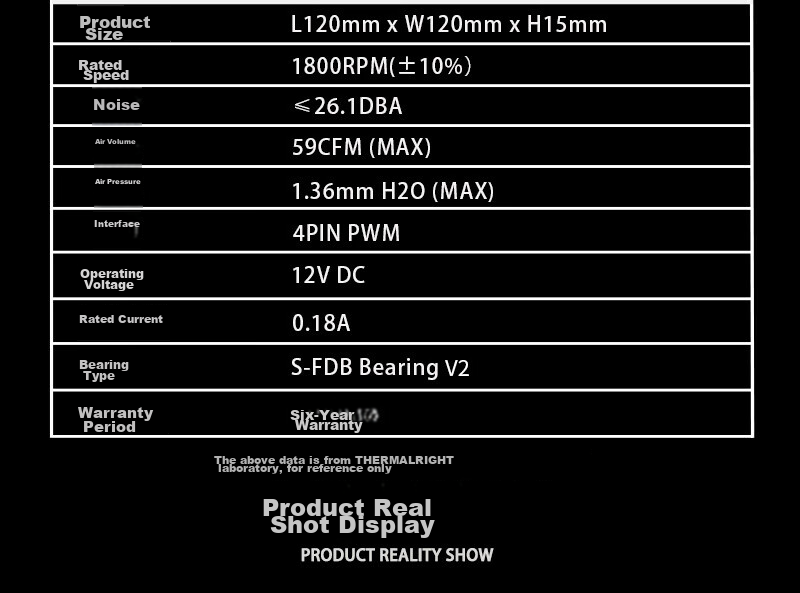 Thermalright TL-C12015, 12cm Slim Case Cooling Fan, 15mm Fan, 4PIN PWM, 1500 RPM, S-FDB V2 Bearing 9