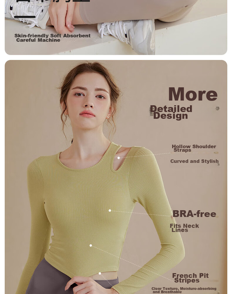 XUEXIMAN Yoga Top for Women with Built-In Bra Pads, Pilates Training, Running, Fitness, Slimming, Tight-Fitting Long-Sleeve Sports Quick-Dry T-Shirt 2