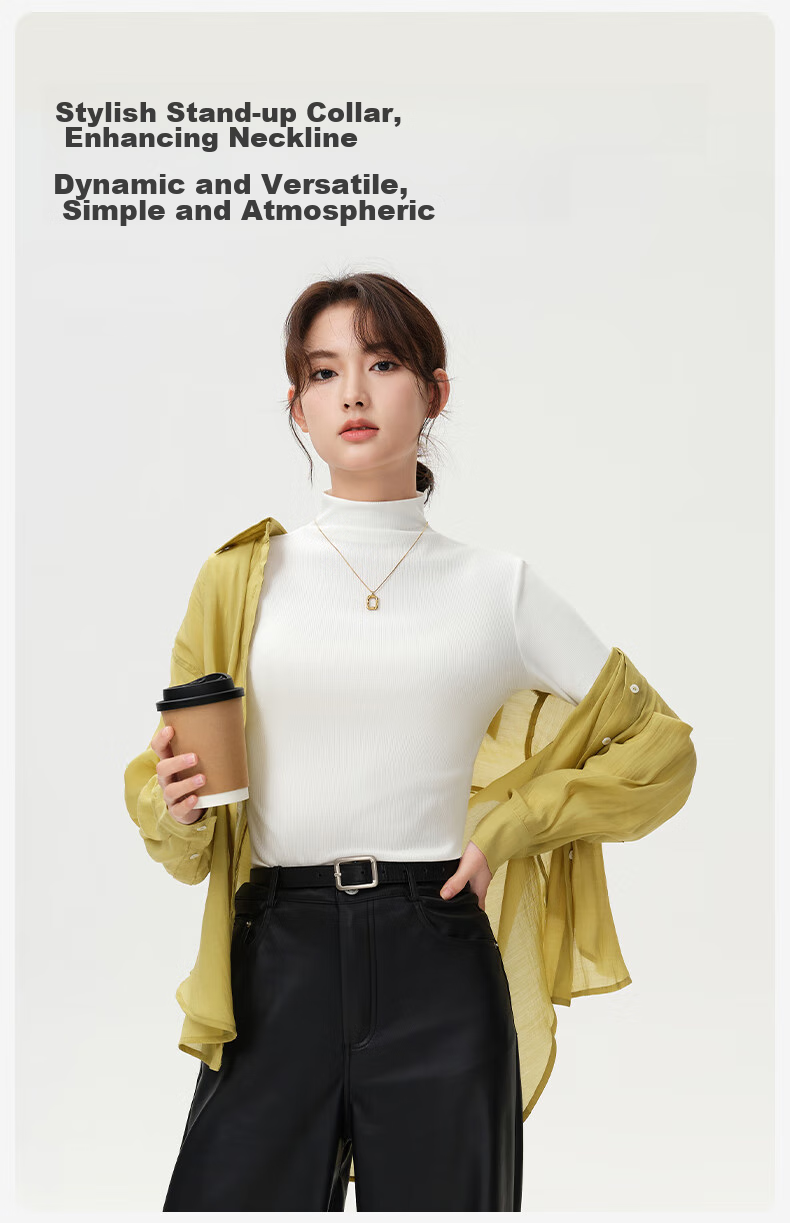 Jianyun Modal Cotton Turtleneck Base Layer, Women's Slim-Fit Long-Sleeve Undershirt, Stylish Spring And Autumn Top, Suitable for Outer Wear 13