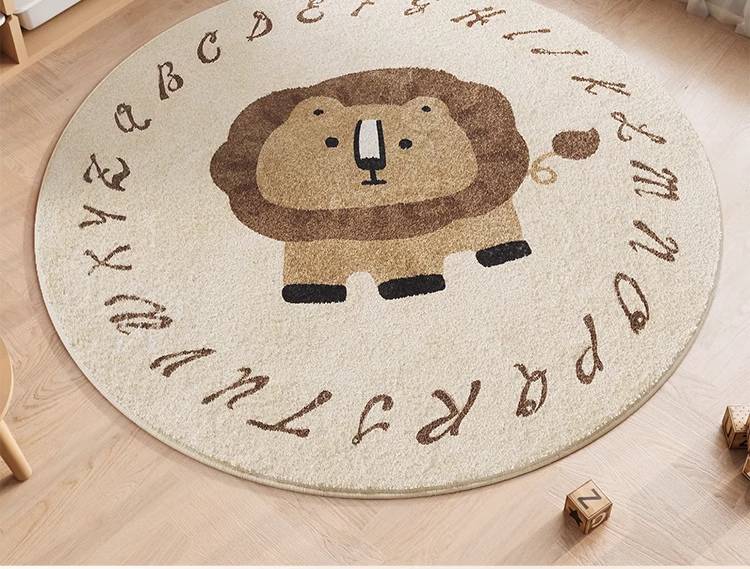 Manshuo Children's Room Living Room Carpet, Bedroom Round Faux Wool Rug, Thickened Washable, Girl's Study, Diameter 80cm 4