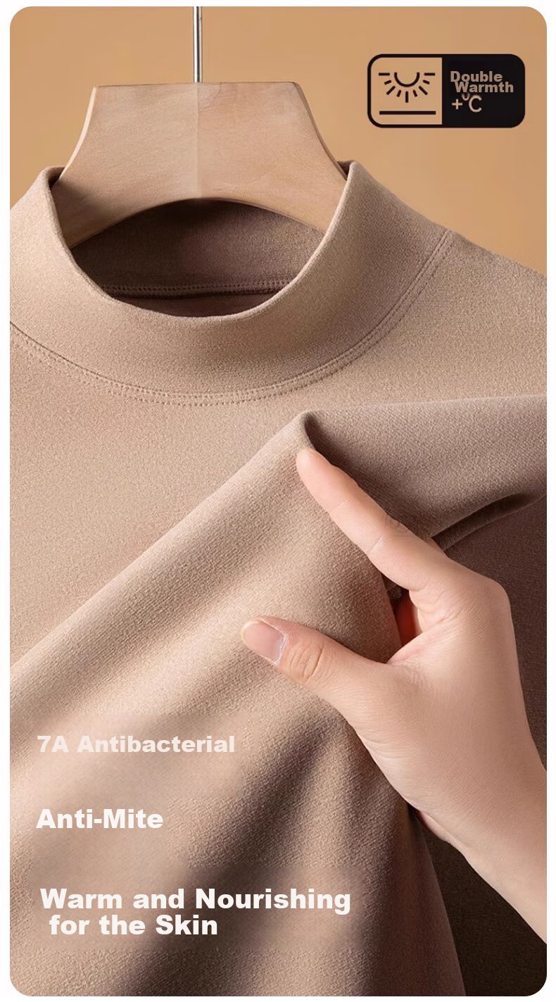 LangSha 25 Autumn And Winter New Fleece-Lined Thickened Semi-Turtleneck Base Layer, 7A Antibacterial Anti-Mite Men's Outer Wear Cashmere Autumn Undershirt 3