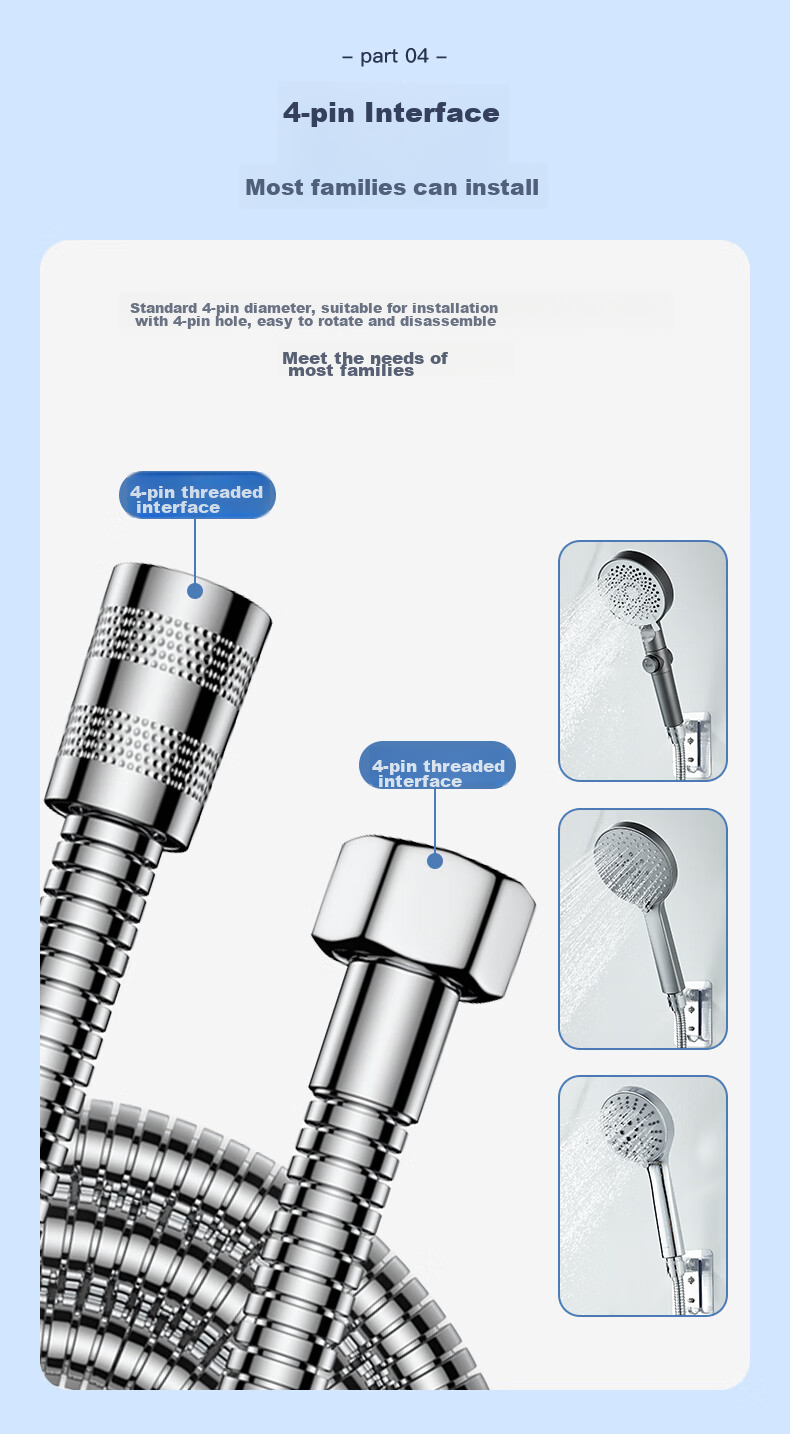 KEGOO K06044 Shower Hose, 1.5 Meters Stainless Steel, Anti-Explosion And Anti-Tangling Water Pipe for Shower Head 8